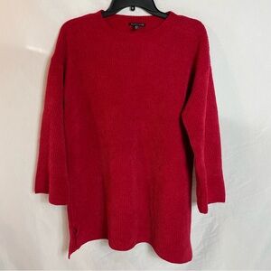 Eileen Fisher Red Ribbed Organic Cotton sweater sz S/P Holiday/Fireside/Cozy